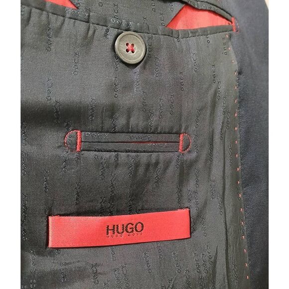 Hugo boss mens size 38R blazer virgin wool super 130's navy blue - Picture 3 of 8